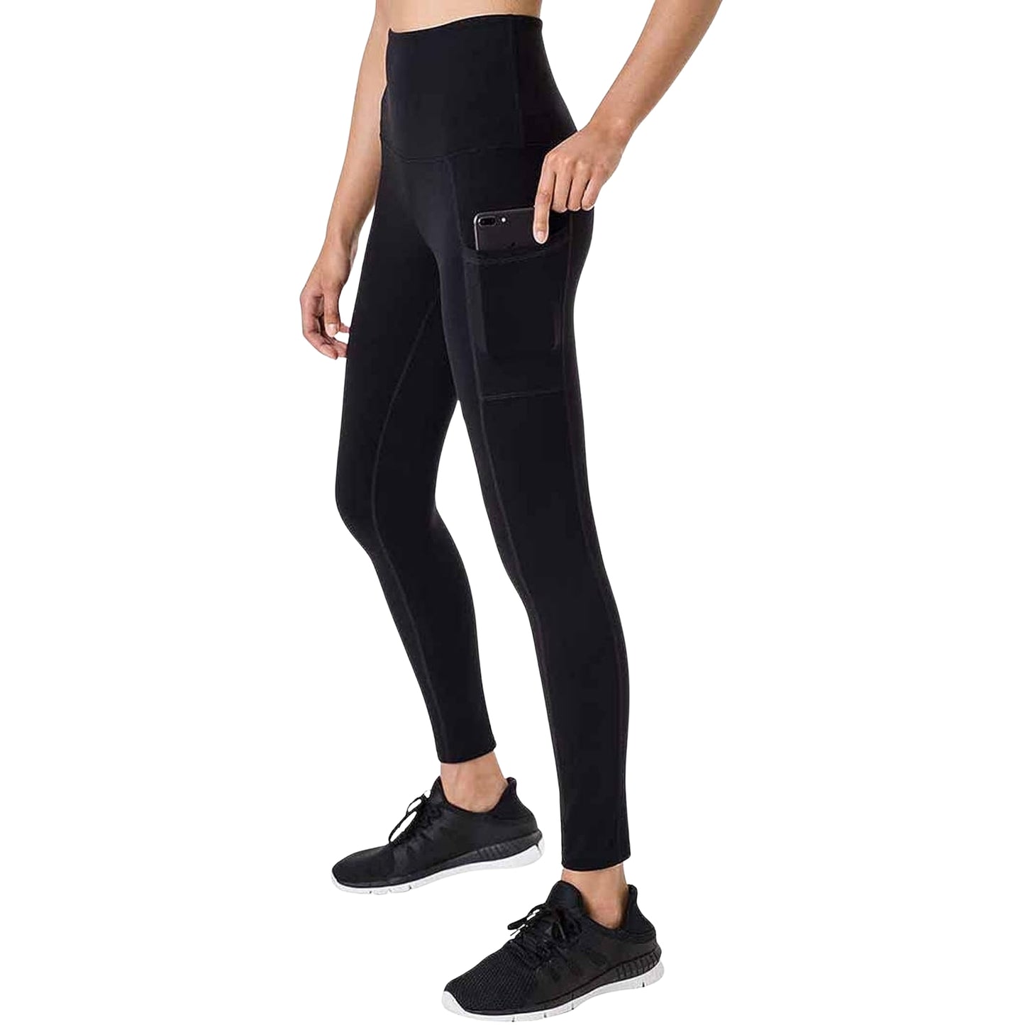 Black High-Waisted Athletic Leggings with Pockets