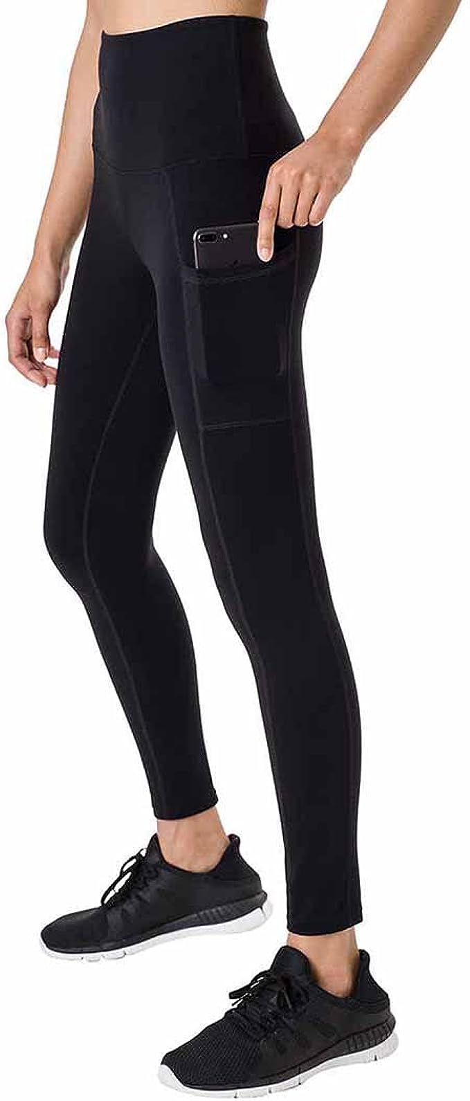 Black High-Waisted Athletic Leggings with Pockets