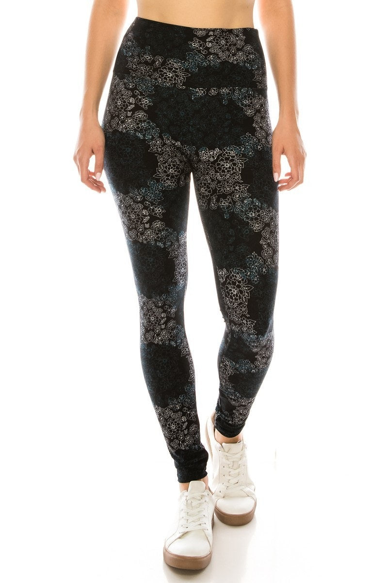 Multi Printed Knit Legging with High Waist