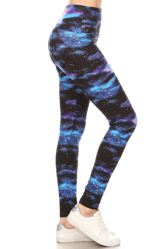 Space Printed Knit Legging with High Waist