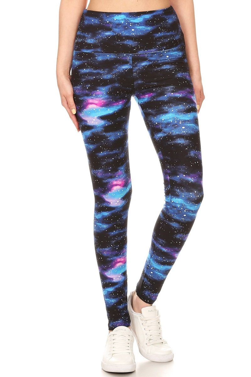 Space Printed Knit Legging with High Waist