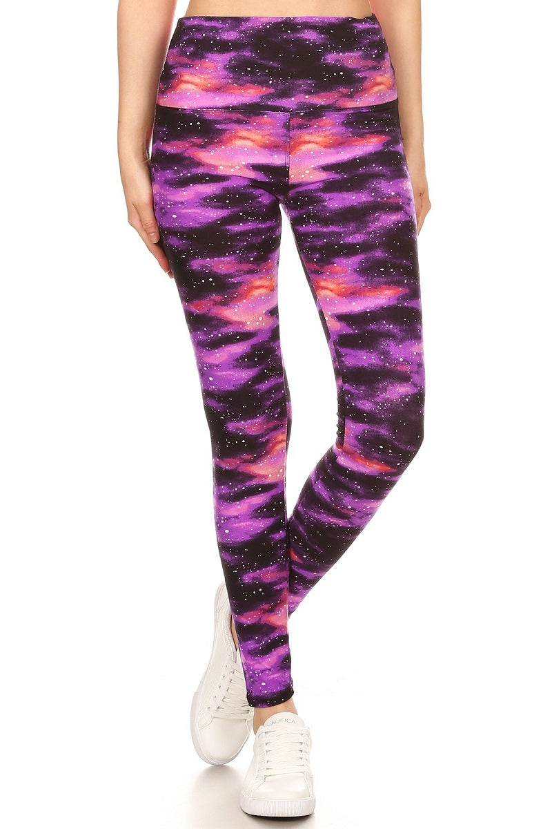 Galaxy Printed Knit Legging with High Waist