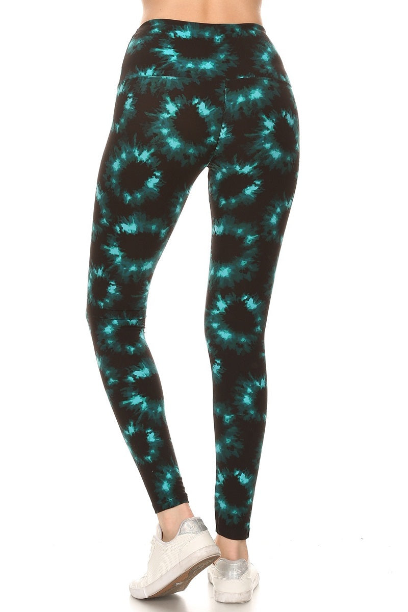 Tie Dye Printed Knit Legging with High Waist