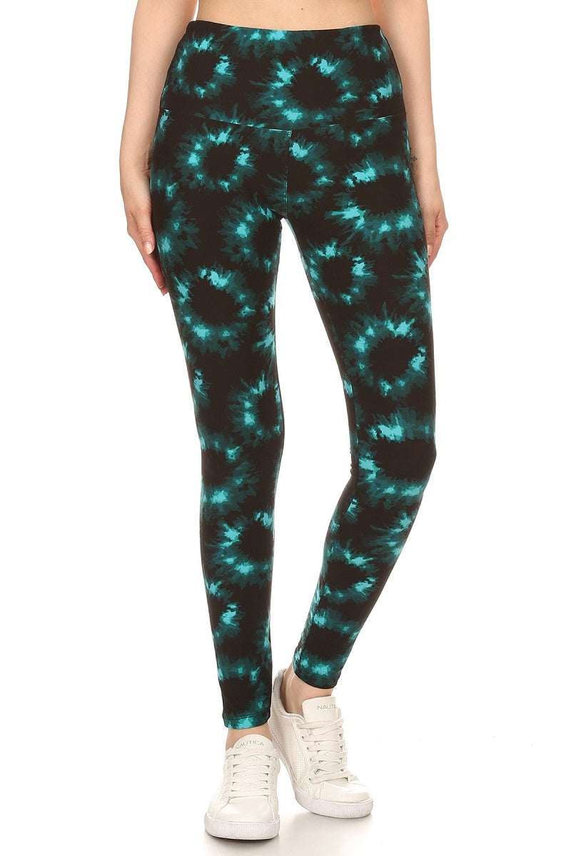 Tie Dye Printed Knit Legging with High Waist