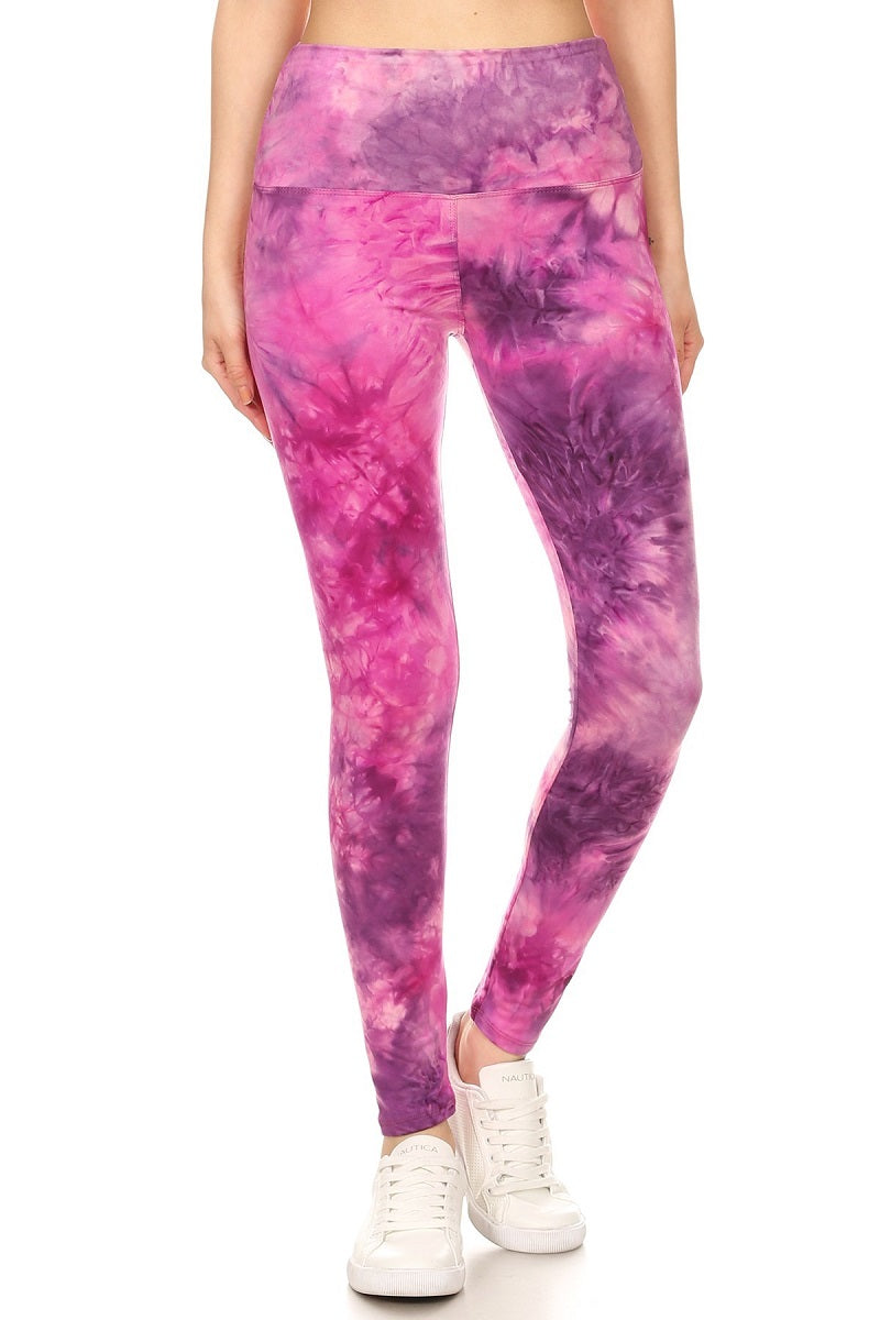 Tie Dye Printed Knit Legging with High Waist