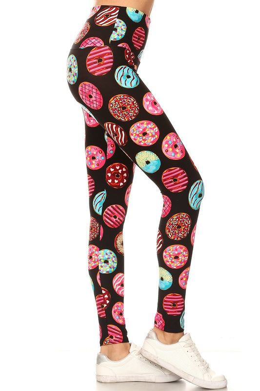 Donuts Printed Knit Legging with High Waist