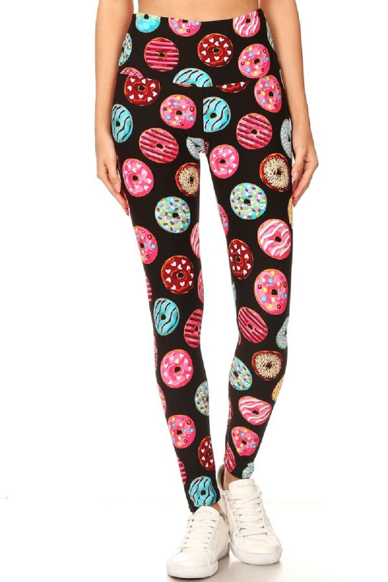 Donuts Printed Knit Legging with High Waist