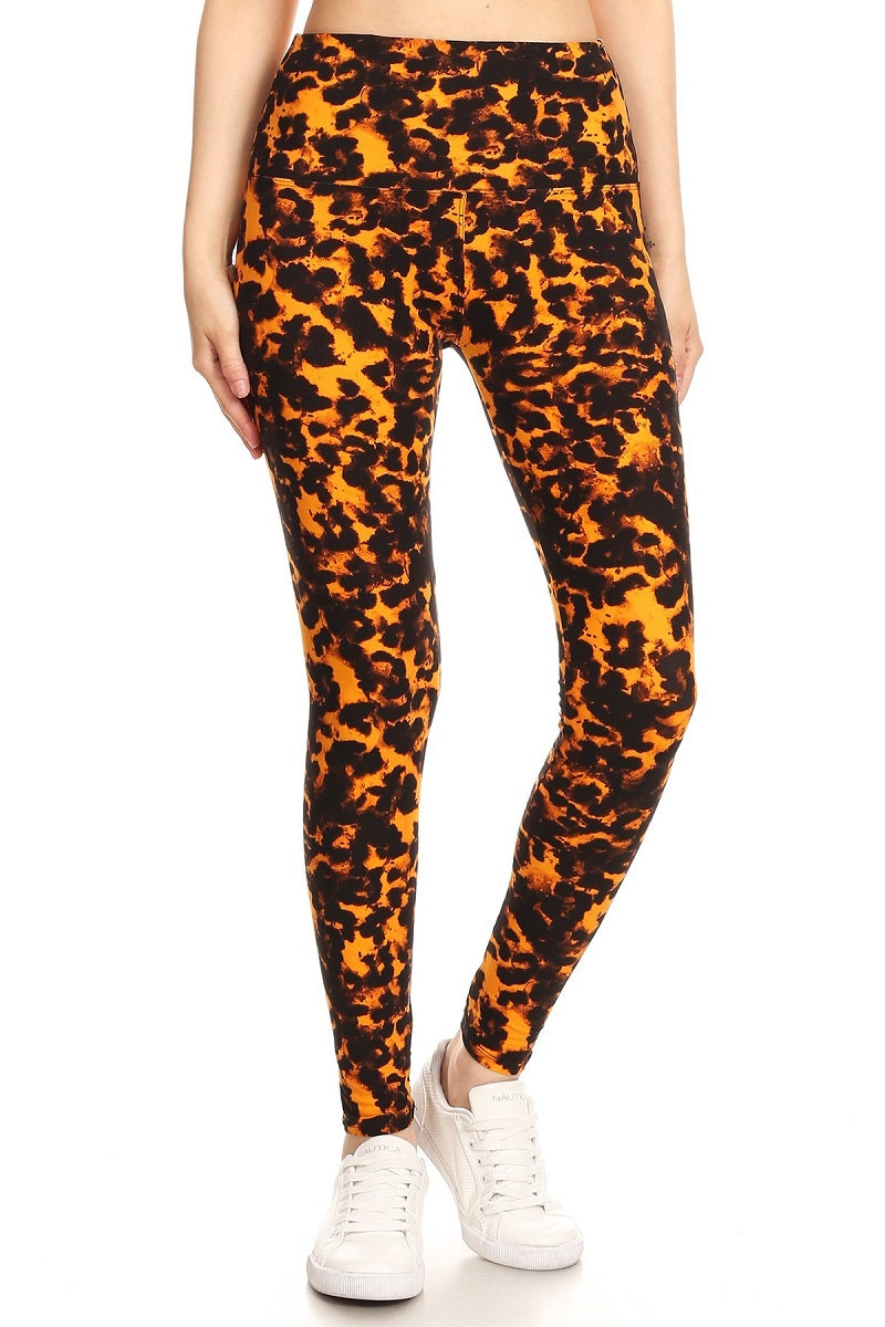 Leopard Printed Knit Legging with High Waist