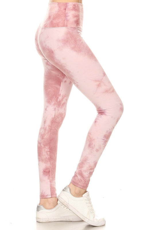 Tie Dye Printed Knit Legging with High Waist