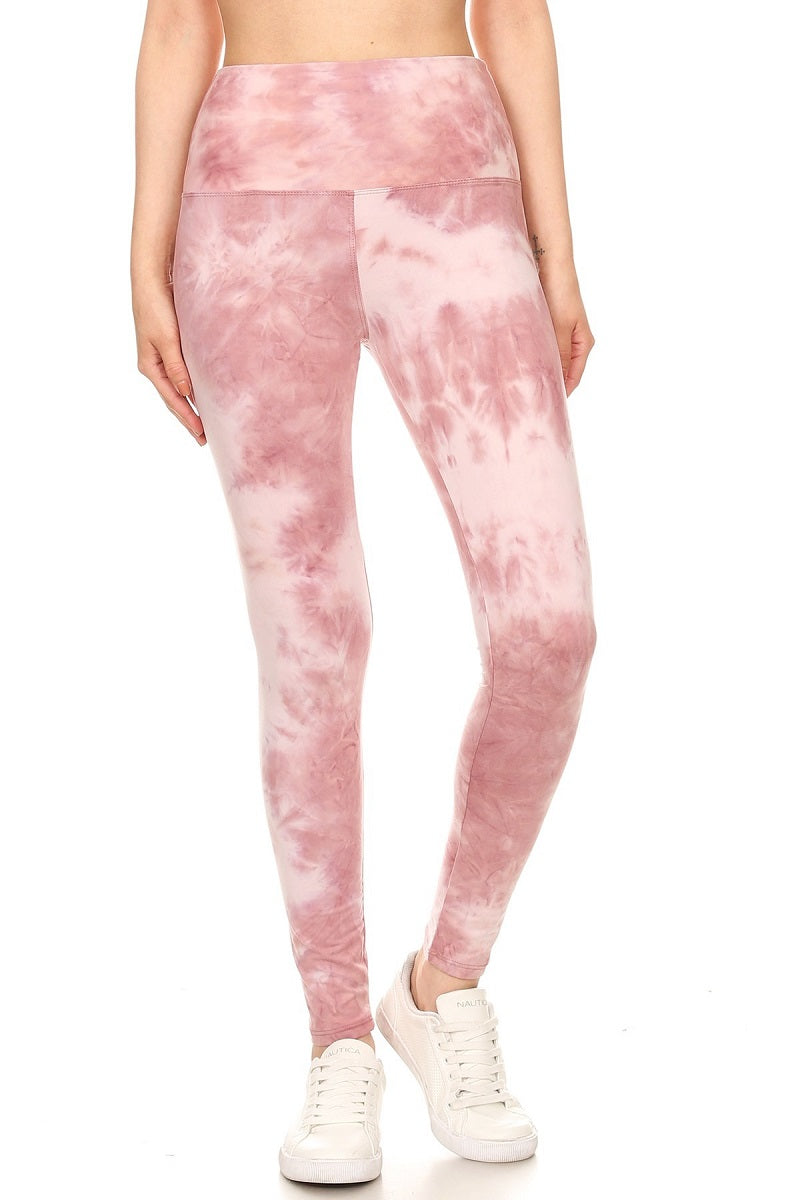 Tie Dye Printed Knit Legging with High Waist