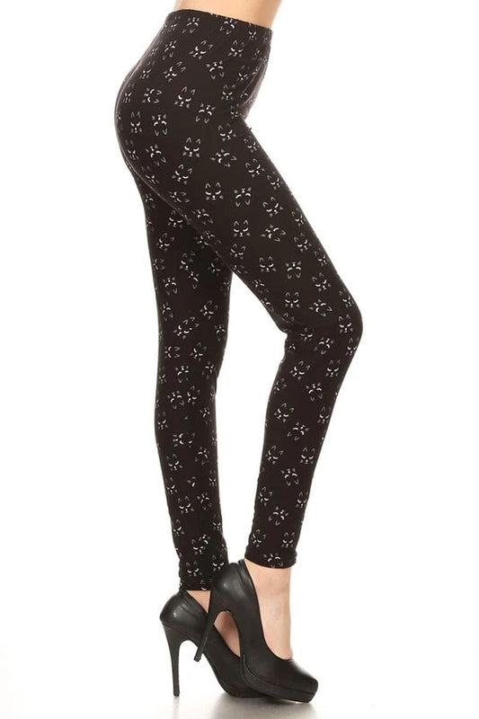 Cat Print High Waisted Leggings for Women