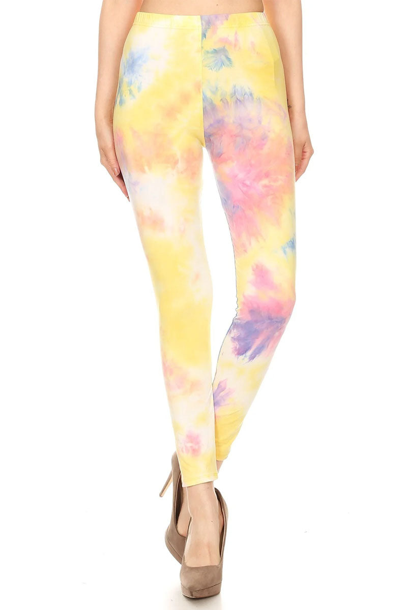 Tie Dye Print High Waisted Leggings for Women