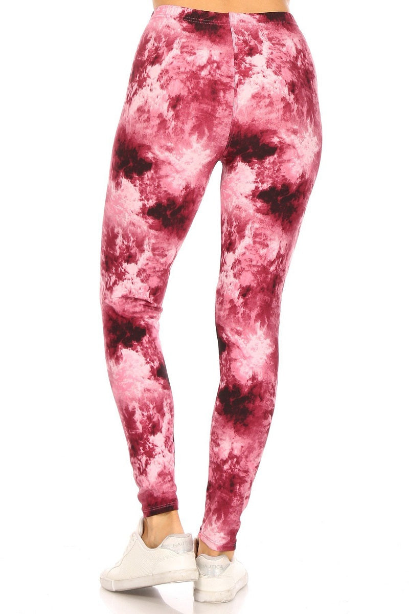 Tie Dye Print, High Rise, Fitted Legging with an Elastic Waist