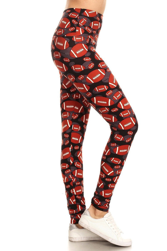 American Football Printed Knit Legging with High Waist