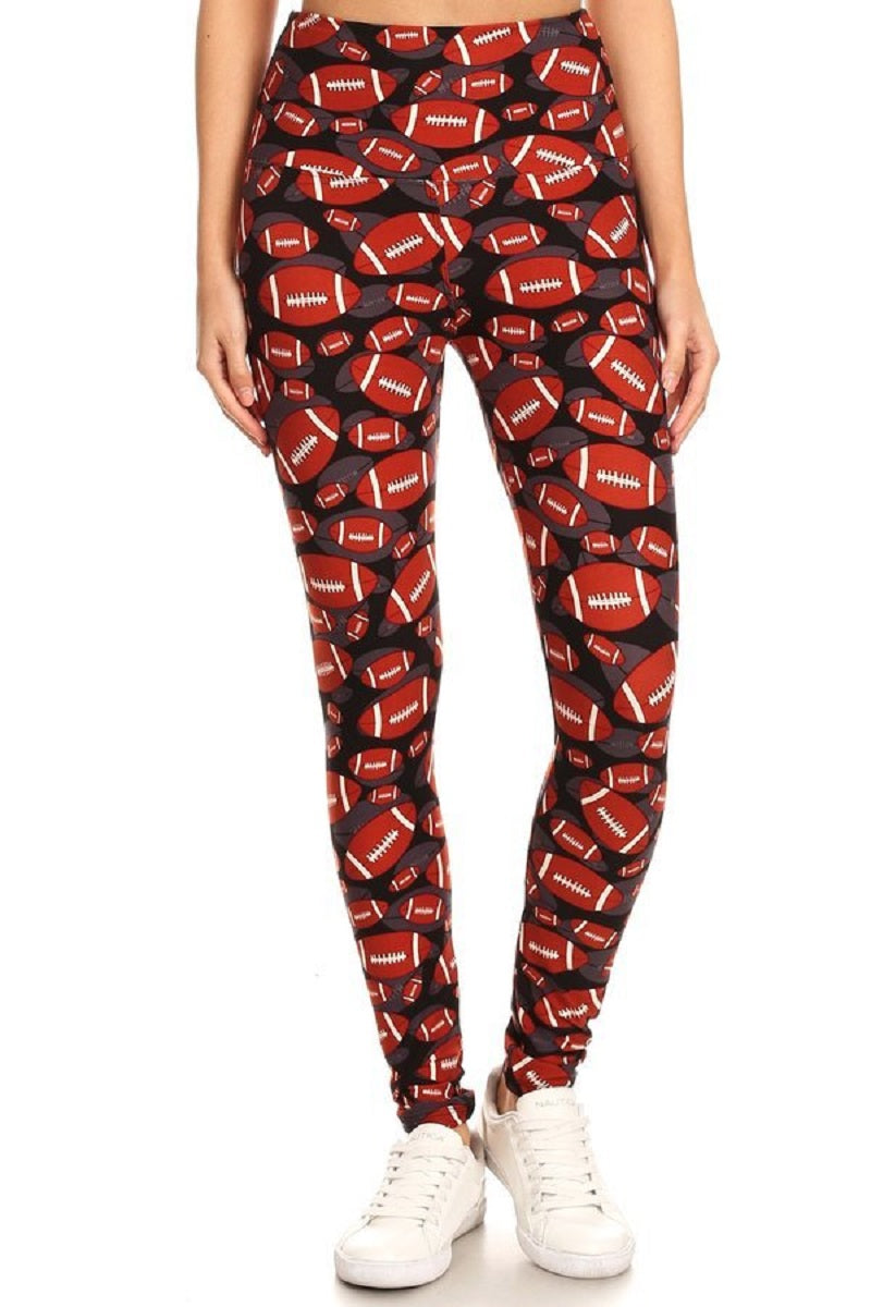 American Football Printed Knit Legging with High Waist