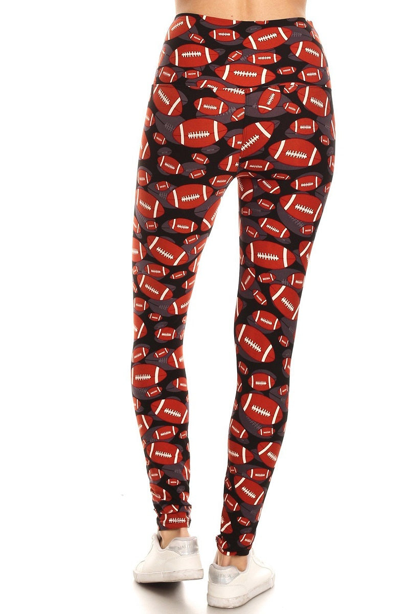 American Football Printed Knit Legging with High Waist