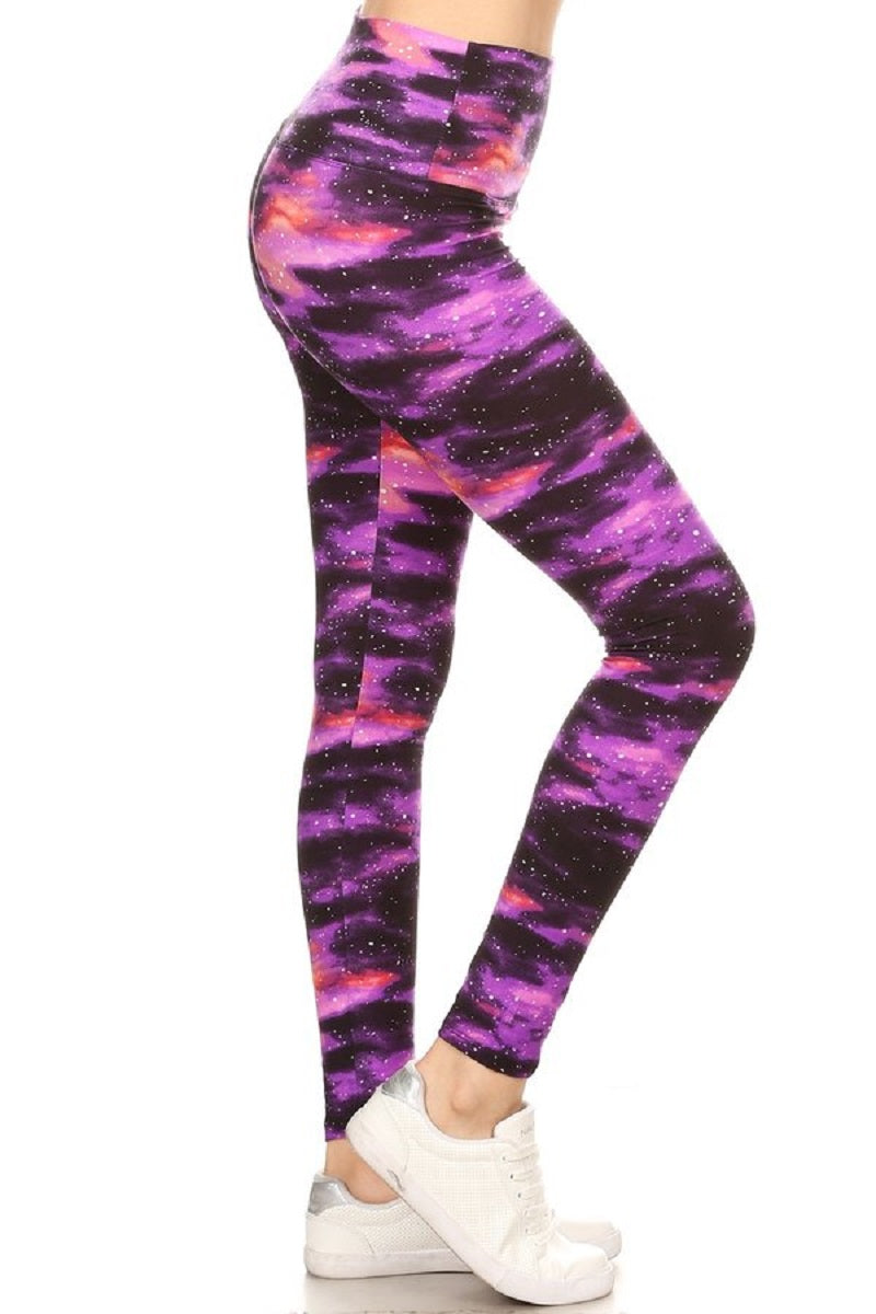 Galaxy Printed Knit Legging with High Waist