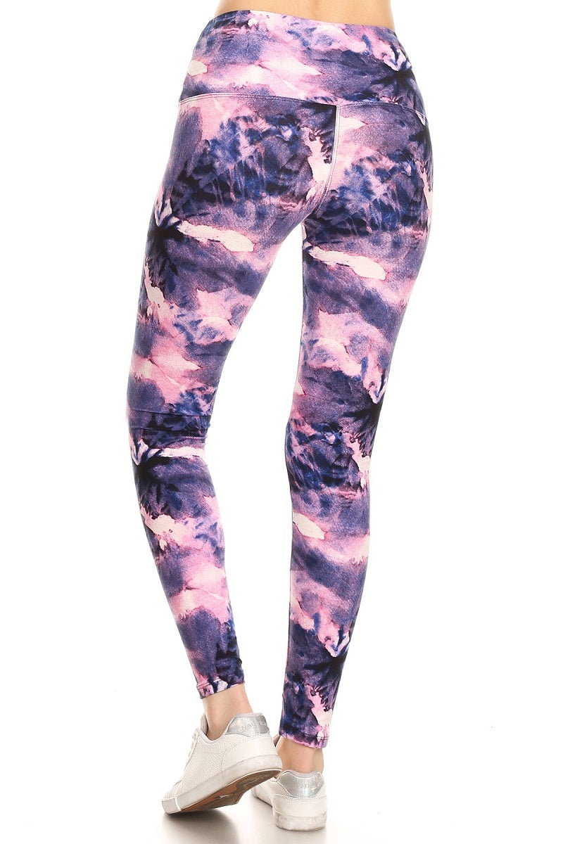 Tie Dye Printed Knit Legging with High Waist