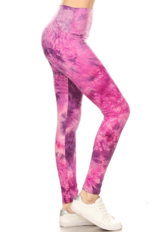 Tie Dye Printed Knit Legging with High Waist