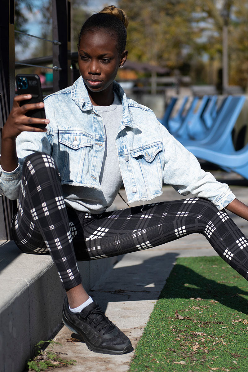 Checkered shop print leggings