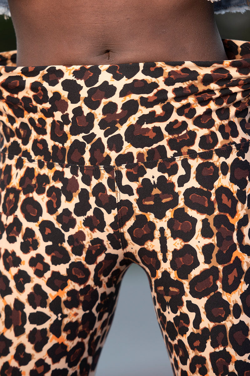 Leopard Print Wide Waistband Leggings – Glam Wave