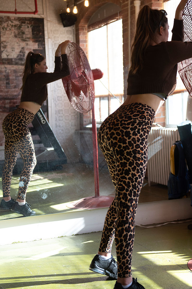 Women's Leopard Blue Print Leggings - UV Reactive - Lavish Leopard
