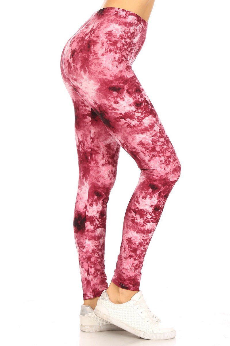 Tie Dye Print, High Rise, Fitted Legging with an Elastic Waist